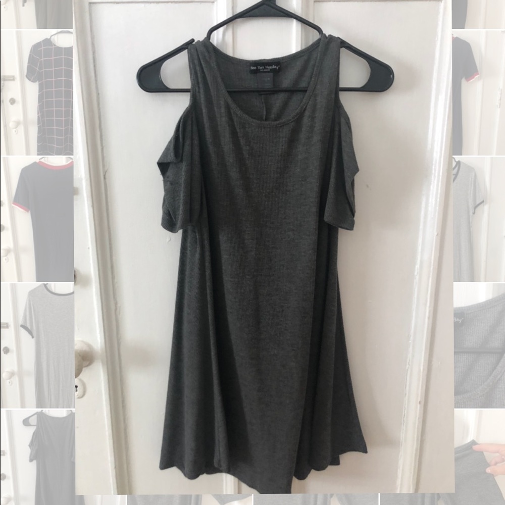 Cold shoulder gray swing dress